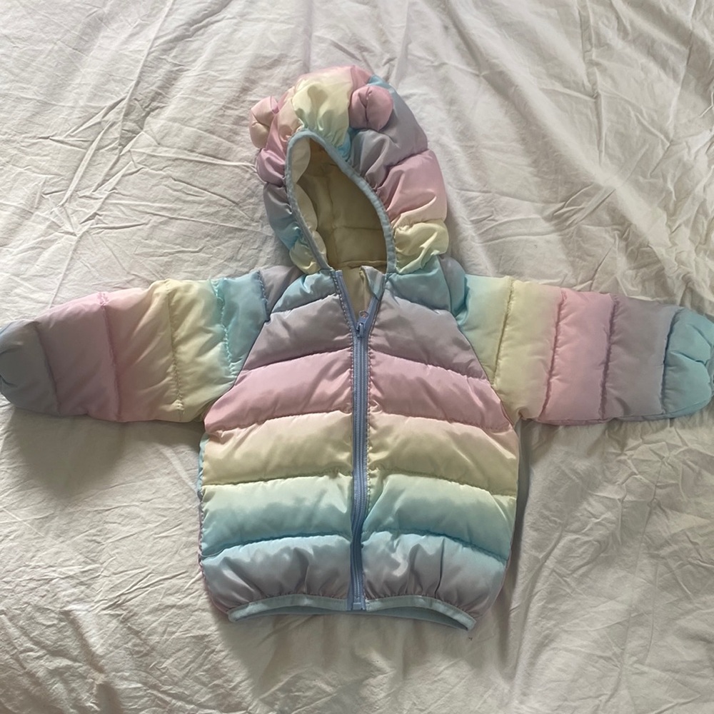 Pastel rainbow puffer baby 12-18 mo